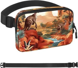 Cute Kangaroo-1665 Unisex Style Fanny Pack: Fashion Waist Packs, Crossbody Bags Sport Slim Fashionable for Jogging Hiking Hiker Woman Man