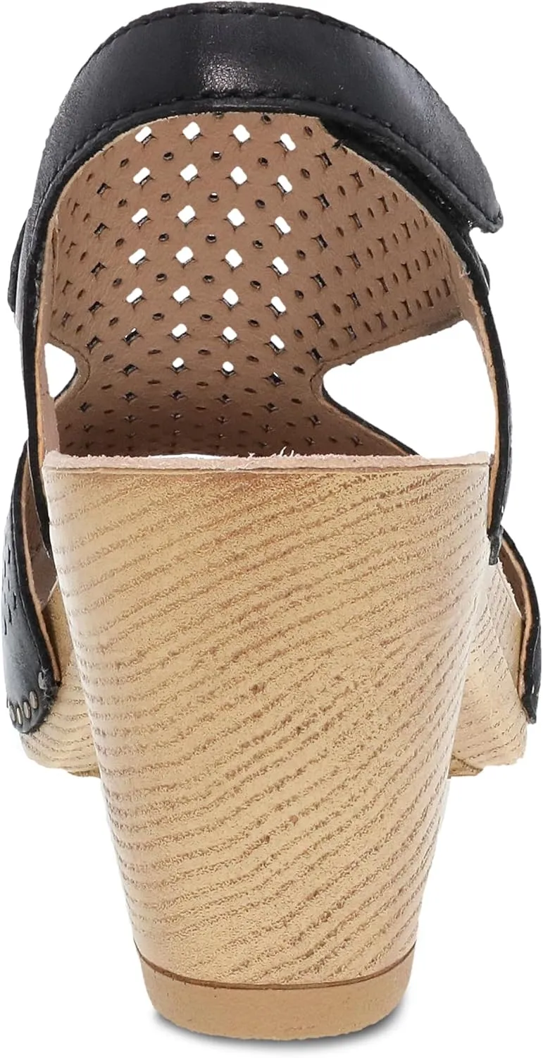 Dansko Teagan Stylish Peep Toe Sandal for Women - Quality Leathers with Laser Cut Details and a Heel for a Classy, All-Day Look - Cushioned, Contoured Footbed for All-Day Comfort