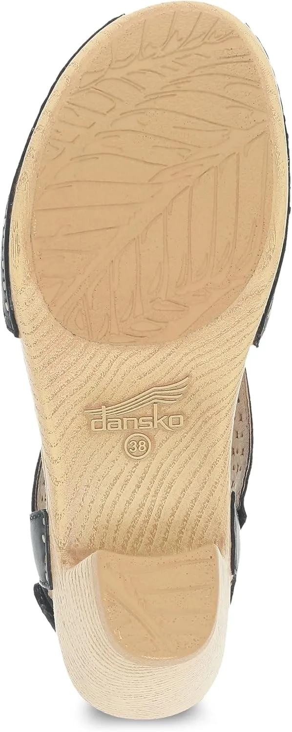 Dansko Teagan Stylish Peep Toe Sandal for Women - Quality Leathers with Laser Cut Details and a Heel for a Classy, All-Day Look - Cushioned, Contoured Footbed for All-Day Comfort