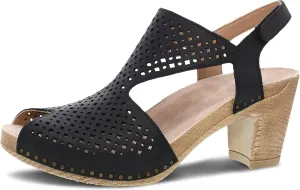 Dansko Teagan Stylish Peep Toe Sandal for Women - Quality Leathers with Laser Cut Details and a Heel for a Classy, All-Day Look - Cushioned, Contoured Footbed for All-Day Comfort