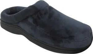 Dearfoams Men's Microfiber Terry Clog with Memory Foam Slippers (Medium, Blue)