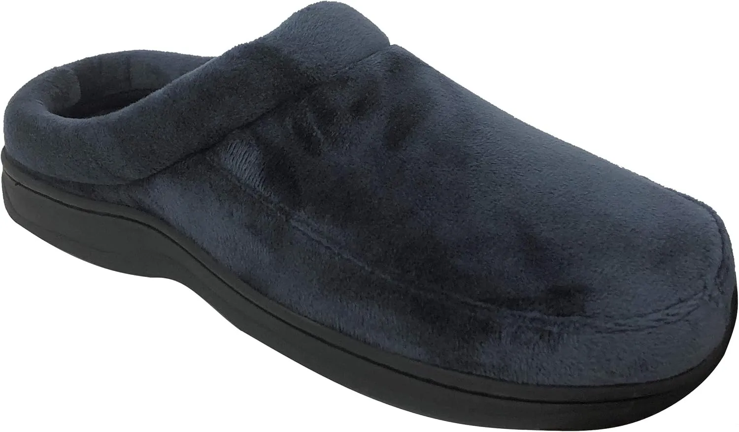 Dearfoams Men's Microfiber Terry Clog with Memory Foam Slippers (Medium, Blue)
