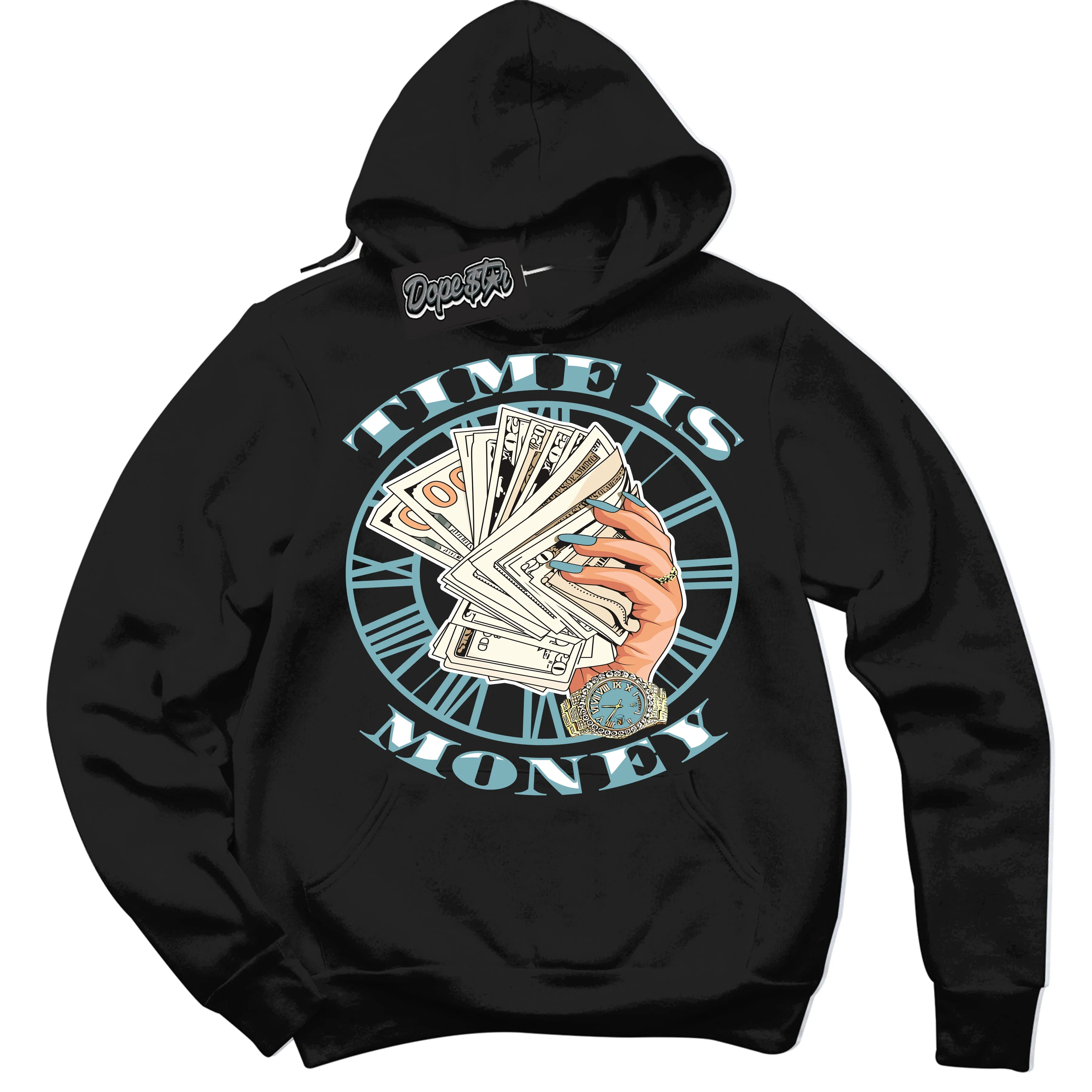 Denim Turquoise Dunk Sneaker Hoodie Time Is Money Graphic