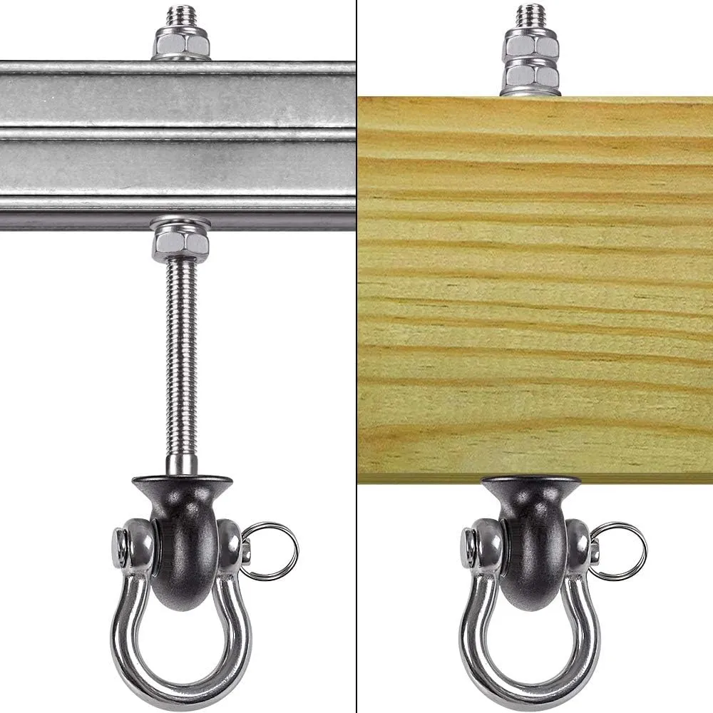 Dolibest Set of 4 Permanent Antirust Stainless Steel 304 Heavy Duty Swing Hangers, Playground Porch Yoga Seat,for Wood and Steel Beam Yoga Hammock Chair Punching 1500LB Capacity,180° Swing,9.64''