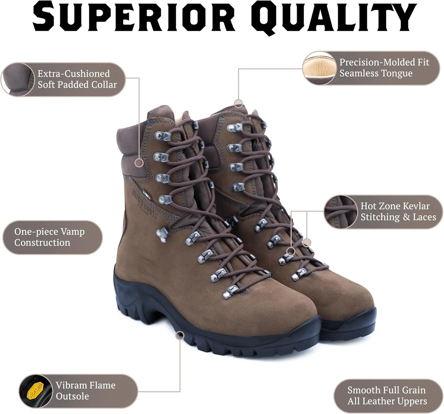 Drew's Boots Fire Hiker Wildland Firefighter Boots – Rugged, Full Leather Firefighting Boots for Comfort, Support, and Safety – Heat Resistant Work Shoes for Men