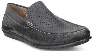 Ecco Classic Black Leather Slip-On  Mens Driving Moc 571034-01001