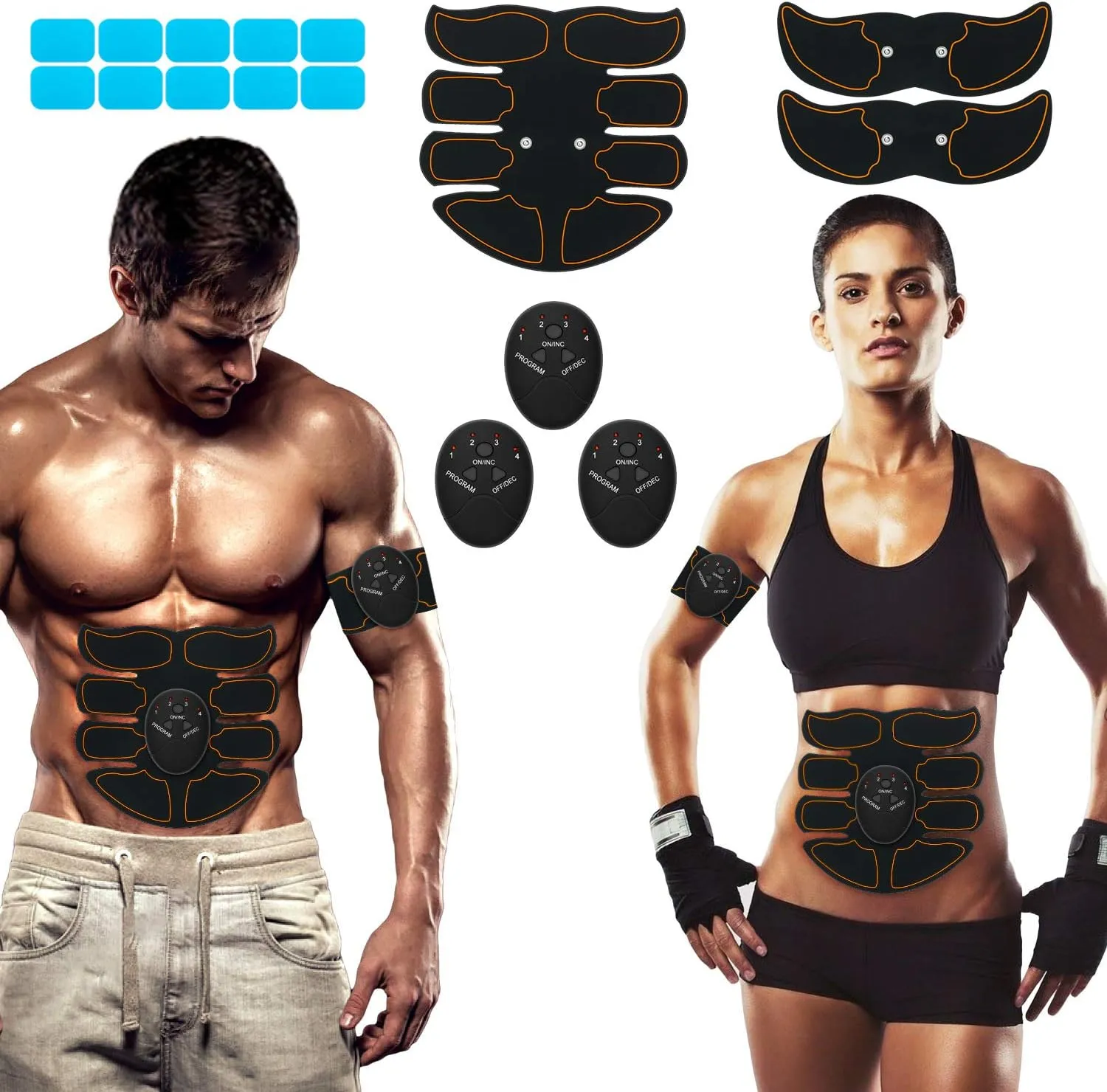 Electronic Muscle Stimulator, Abs Stimulator, Abdominal Toning Workout for Abdomen/Arm/Leg,Workout Equipment for Men Women,12 Free Gel Pads