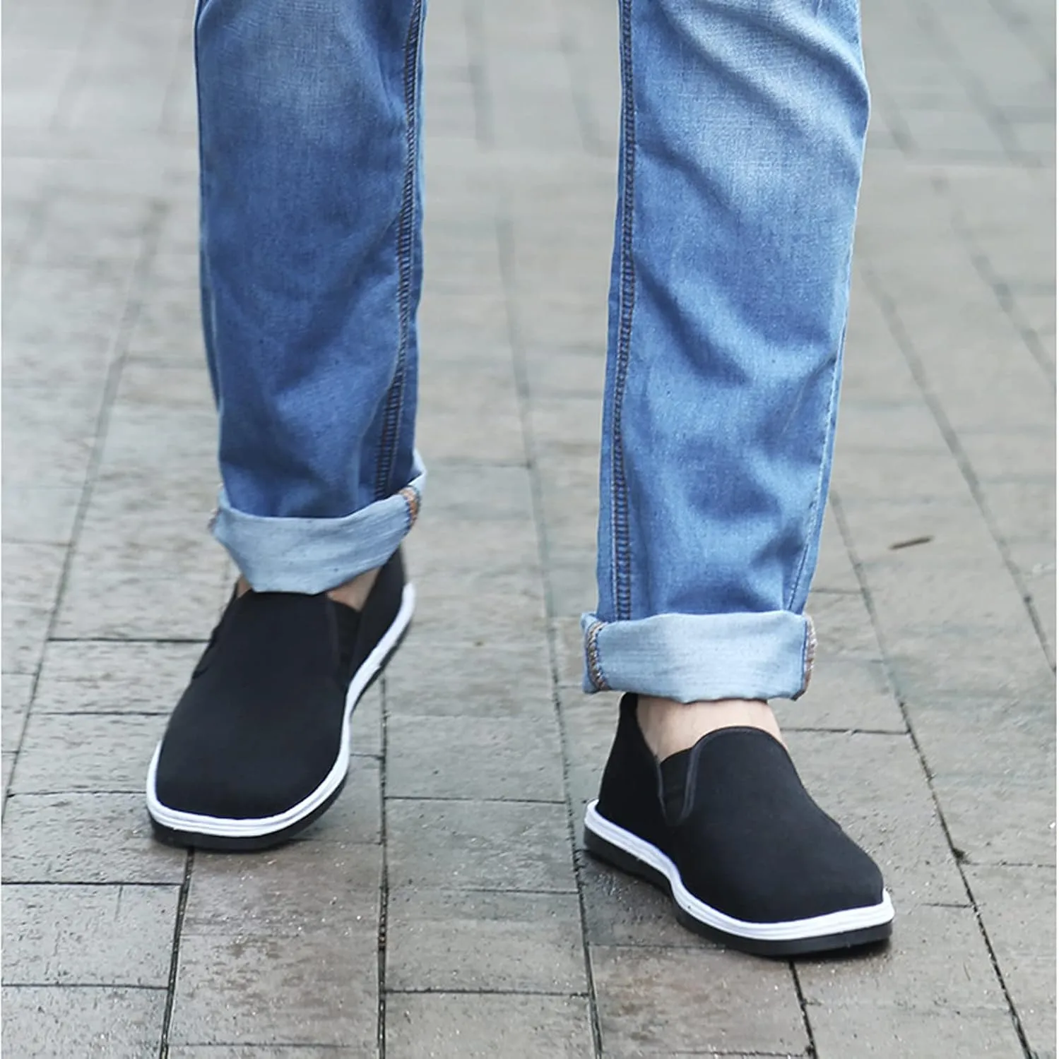 eYLun Kung Fu Shoes Men Tai Chi Shoes Chinese Traditional Martial Arts Rubber Sole Slip On Old Beijing Shoes