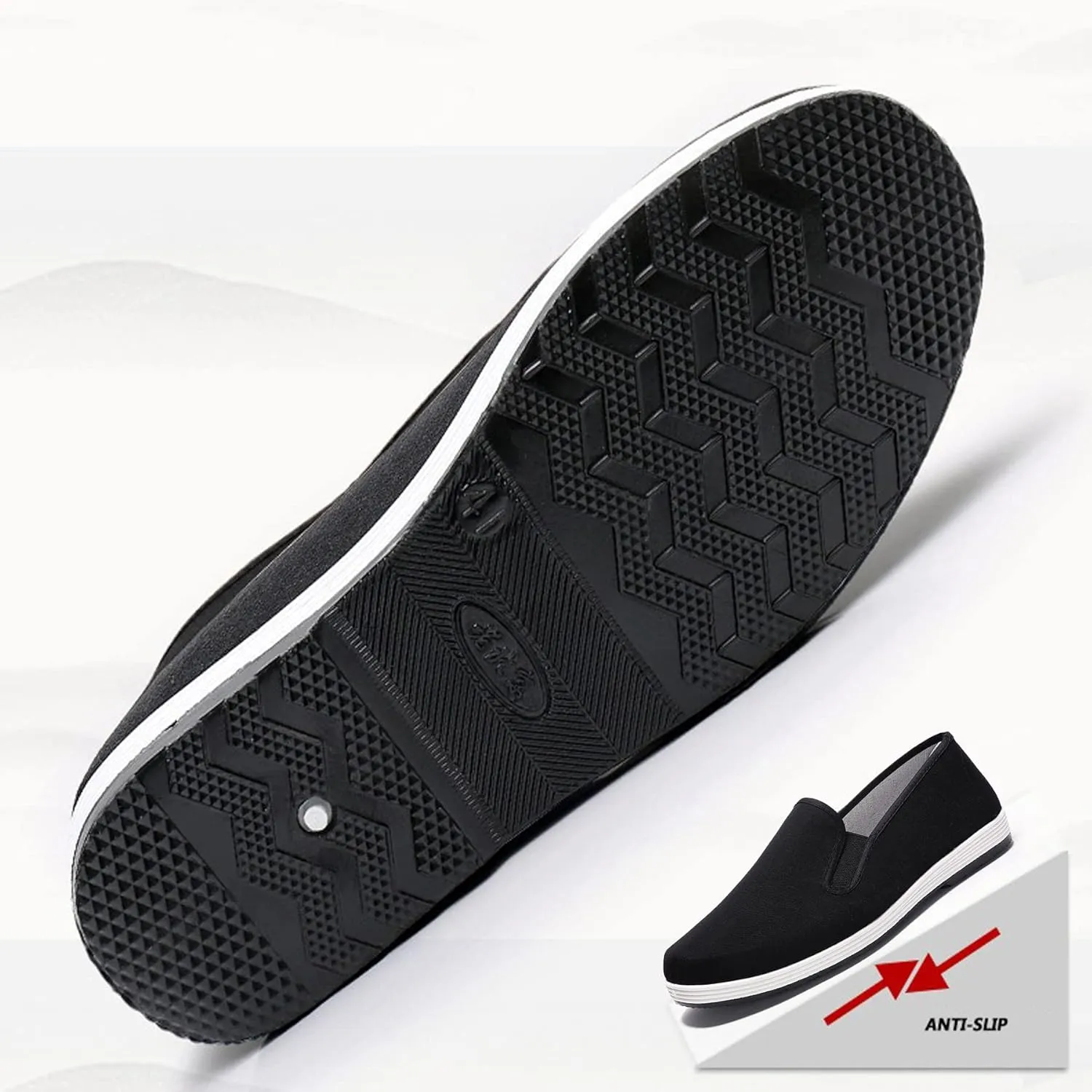 eYLun Kung Fu Shoes Men Tai Chi Shoes Chinese Traditional Martial Arts Rubber Sole Slip On Old Beijing Shoes