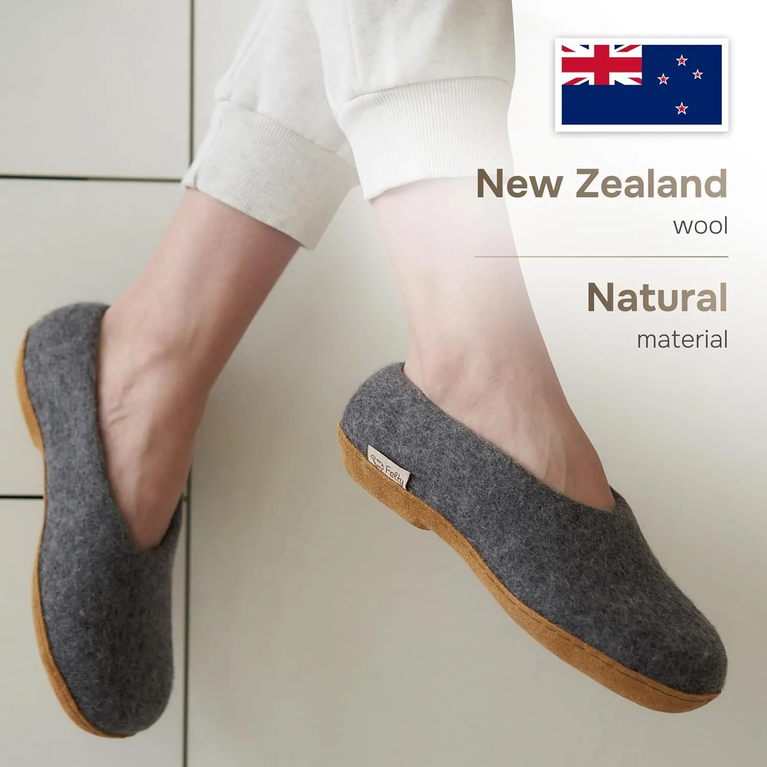 Felty Boiled Wool Slippers for Women, 100% Natural New Zealand Merino Wool, Handmade