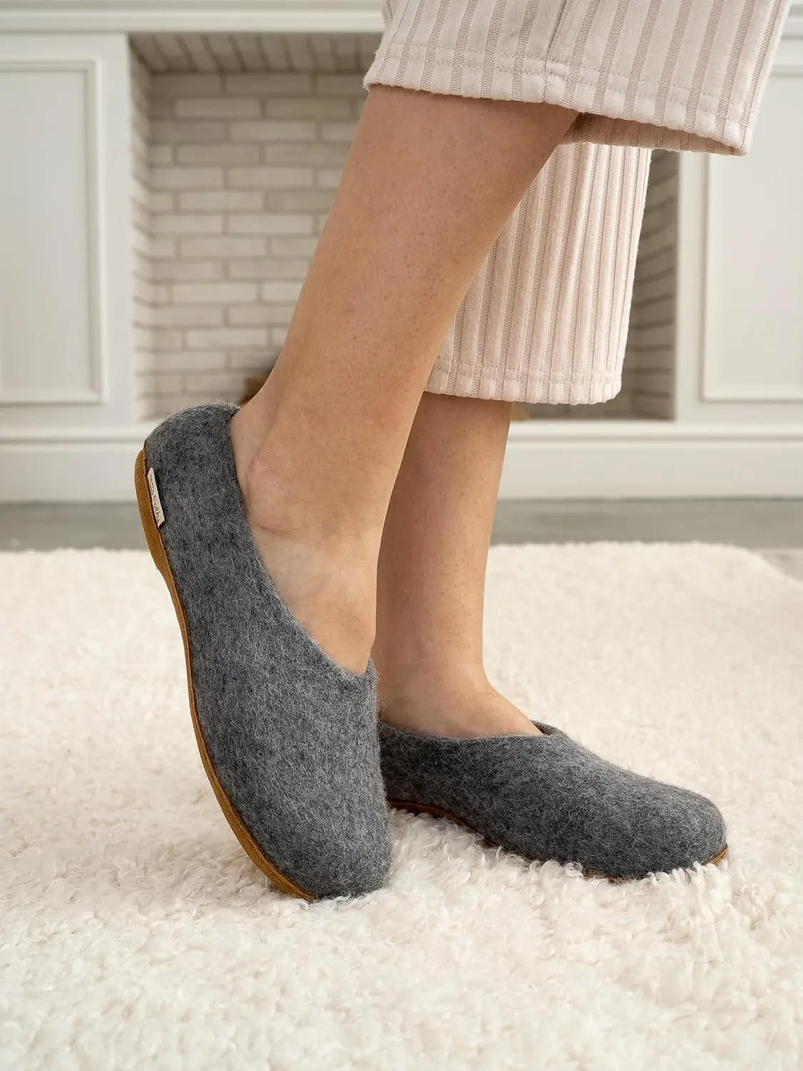 Felty Boiled Wool Slippers for Women, 100% Natural New Zealand Merino Wool, Handmade