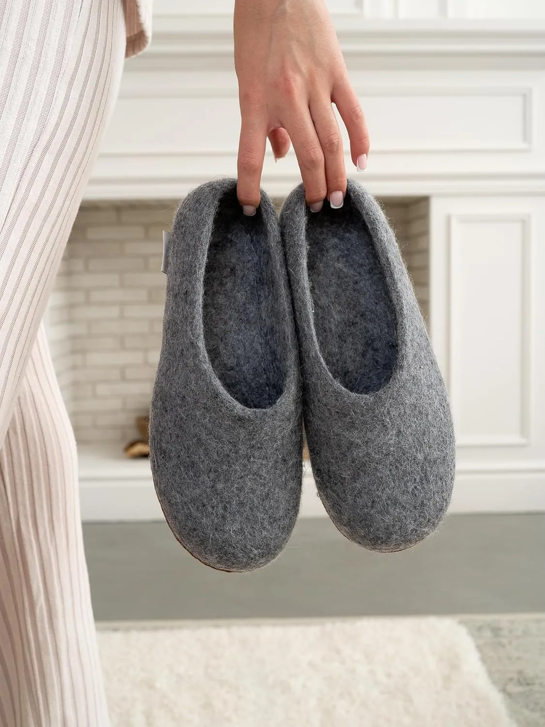Felty Boiled Wool Slippers for Women, 100% Natural New Zealand Merino Wool, Handmade