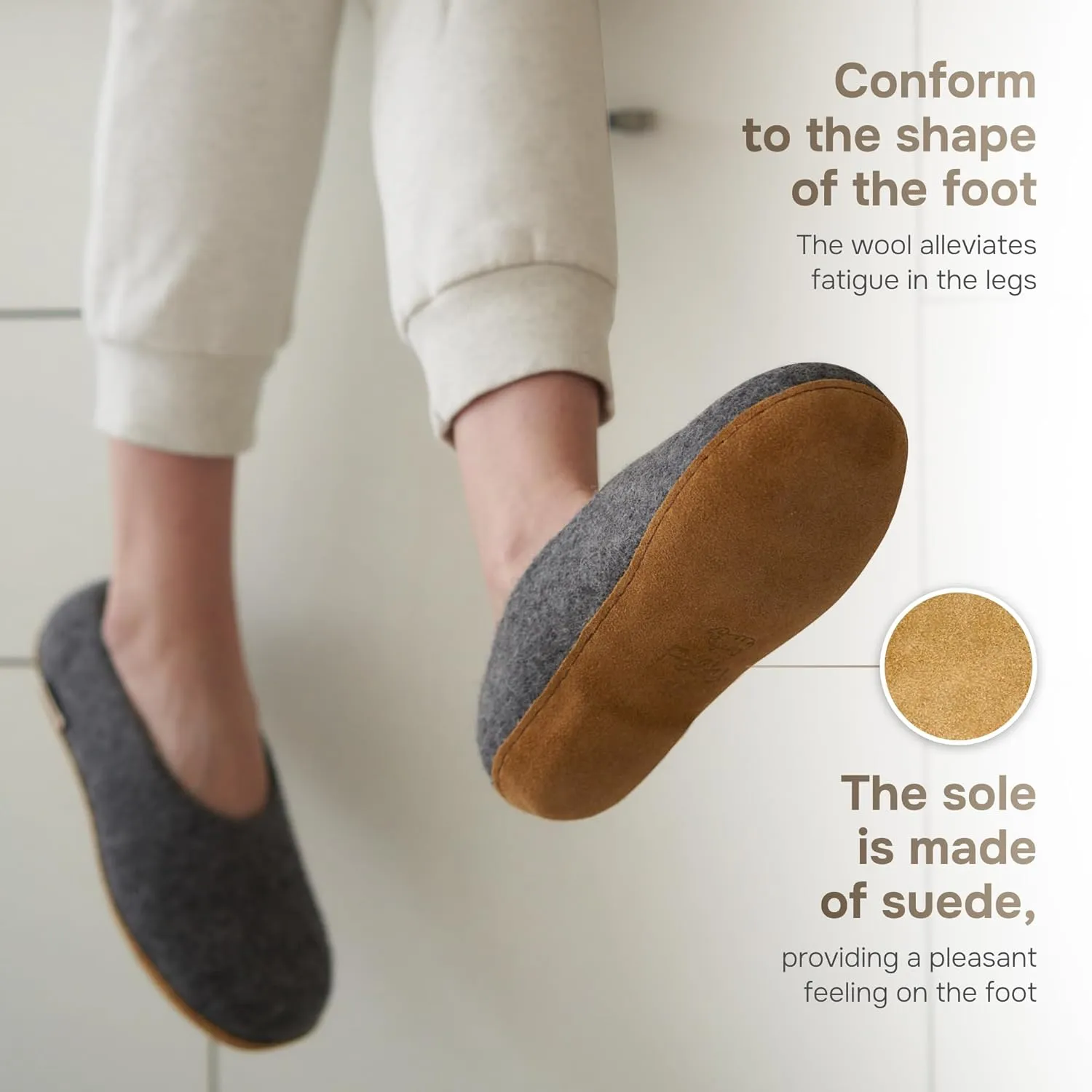 Felty Boiled Wool Slippers for Women, 100% Natural New Zealand Merino Wool, Handmade