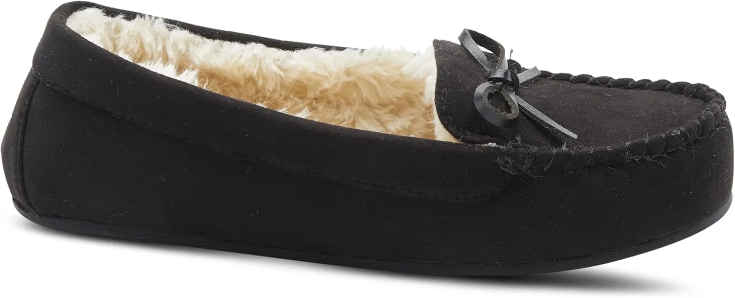 Flexus Spring Step Danda Moccasin Slippers for Women - Faux Fur Shoes for Indoor Use - Comfortable Slip-On House Slippers