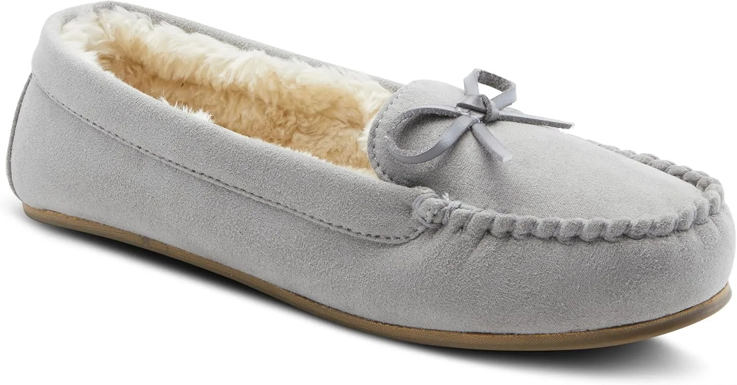 Flexus Spring Step Danda Moccasin Slippers for Women - Faux Fur Shoes for Indoor Use - Comfortable Slip-On House Slippers