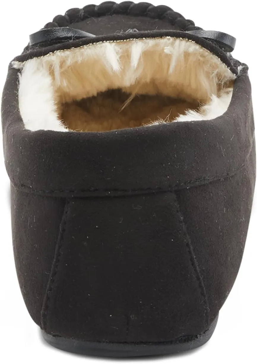Flexus Spring Step Danda Moccasin Slippers for Women - Faux Fur Shoes for Indoor Use - Comfortable Slip-On House Slippers