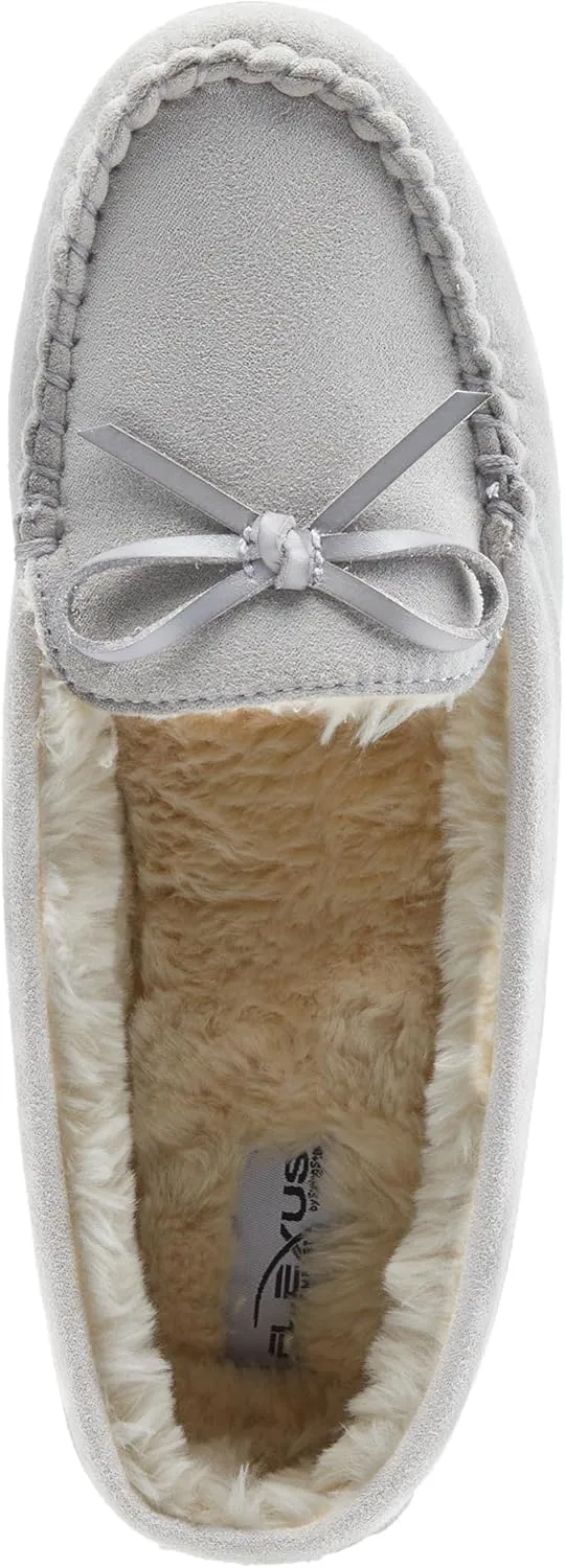 Flexus Spring Step Danda Moccasin Slippers for Women - Faux Fur Shoes for Indoor Use - Comfortable Slip-On House Slippers