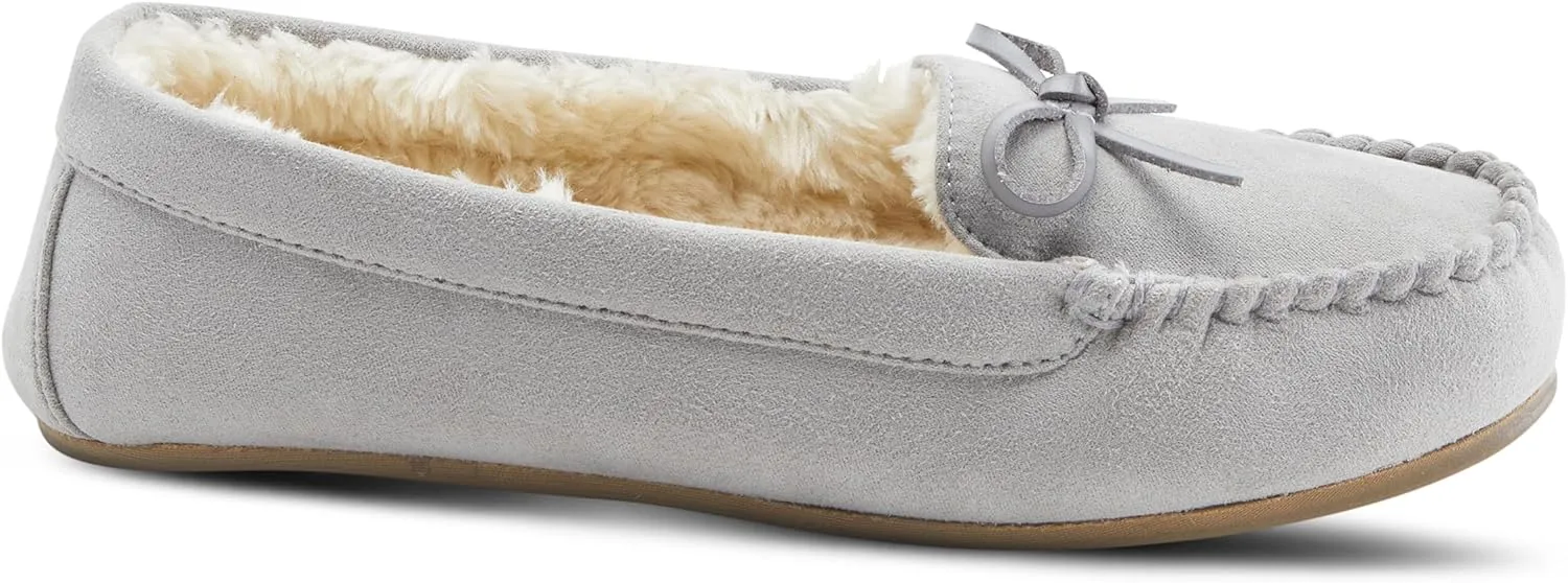 Flexus Spring Step Danda Moccasin Slippers for Women - Faux Fur Shoes for Indoor Use - Comfortable Slip-On House Slippers