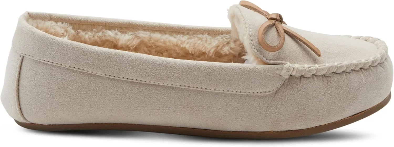 Flexus Spring Step Danda Moccasin Slippers for Women - Faux Fur Shoes for Indoor Use - Comfortable Slip-On House Slippers