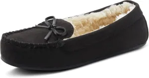 Flexus Spring Step Danda Moccasin Slippers for Women - Faux Fur Shoes for Indoor Use - Comfortable Slip-On House Slippers