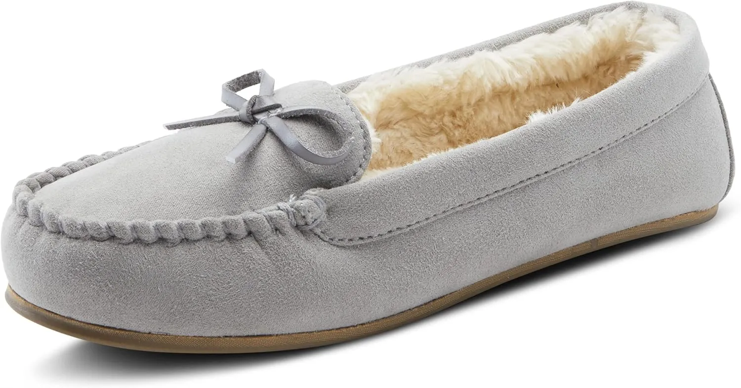 Flexus Spring Step Danda Moccasin Slippers for Women - Faux Fur Shoes for Indoor Use - Comfortable Slip-On House Slippers