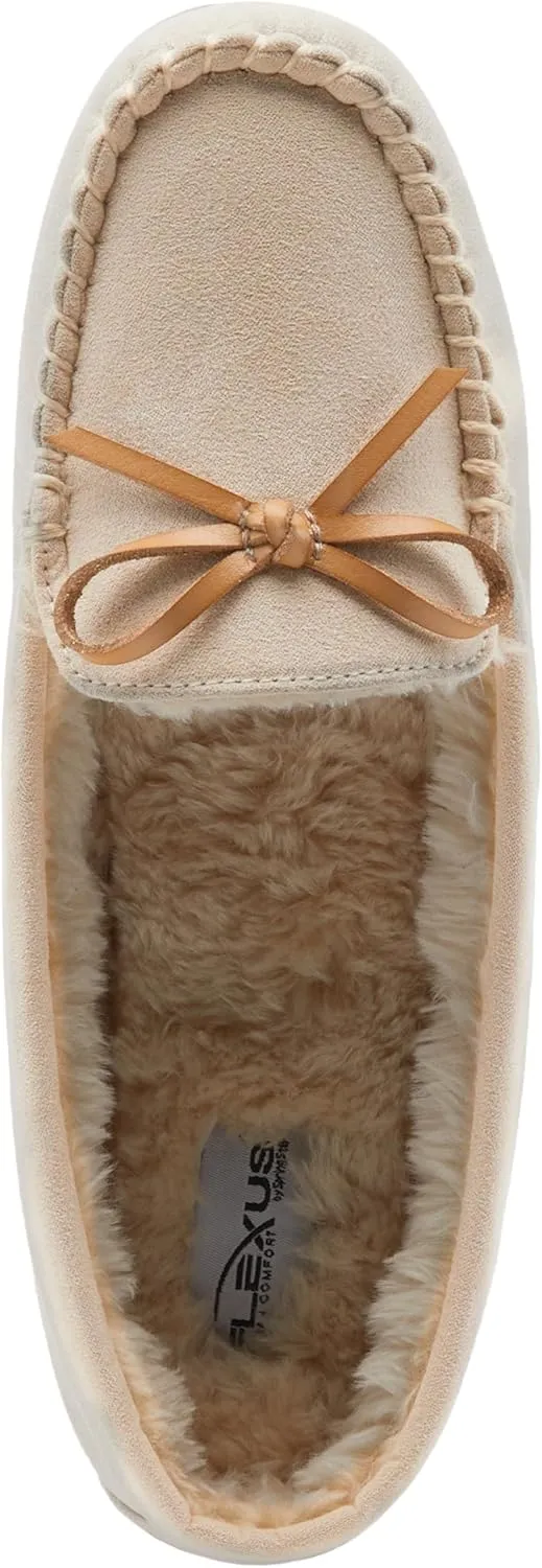 Flexus Spring Step Danda Moccasin Slippers for Women - Faux Fur Shoes for Indoor Use - Comfortable Slip-On House Slippers