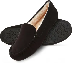 Floopi Women Slippers Moccasins, Soft Faux Fur Lining with Cozy Memory Foam, Ladies House Slippers for Women with Indoor & Outdoor Anti-Skid Sole
