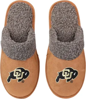 FOCO NCAA Men’s Sherpa Scuff Brown Moccasin Slippers – Ultra-Soft Plush Lining & Embroidered Team Logo – Officially Licensed NCAA Footwear for Ultimate Comfort & Team Spirit