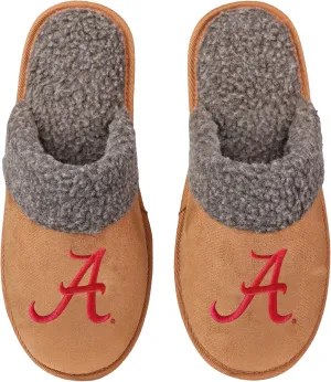 FOCO NCAA Men’s Sherpa Scuff Brown Moccasin Slippers – Ultra-Soft Plush Lining & Embroidered Team Logo – Officially Licensed NCAA Footwear for Ultimate Comfort & Team Spirit