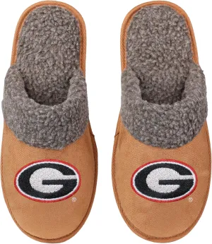 FOCO NCAA Men’s Sherpa Scuff Brown Moccasin Slippers – Ultra-Soft Plush Lining & Embroidered Team Logo – Officially Licensed NCAA Footwear for Ultimate Comfort & Team Spirit