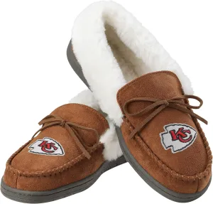 FOCO Womens NFL Team Logo Tan Moccasin Slippers