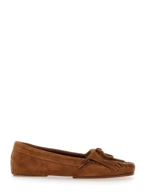 Fringe-Detail Soft Suede Indiana Loafer