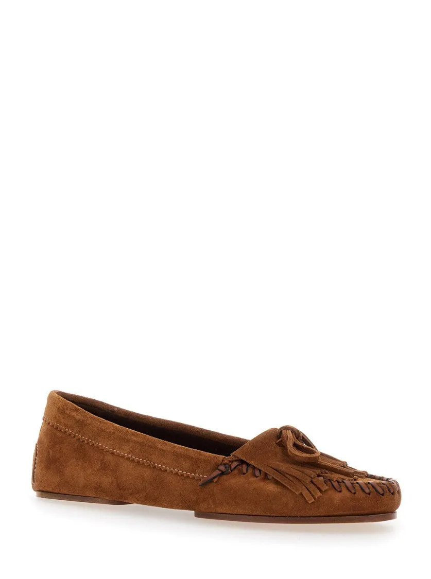 Fringe-Detail Soft Suede Indiana Loafer