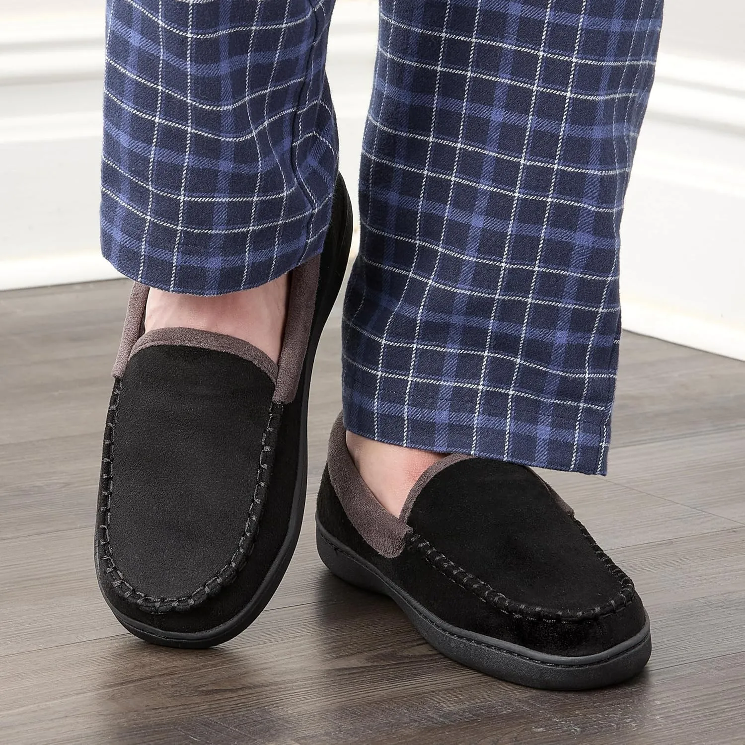 Fruit of the Loom Moccasin Slippers For Men, Memory Foam Sole, Indoor Outdoor