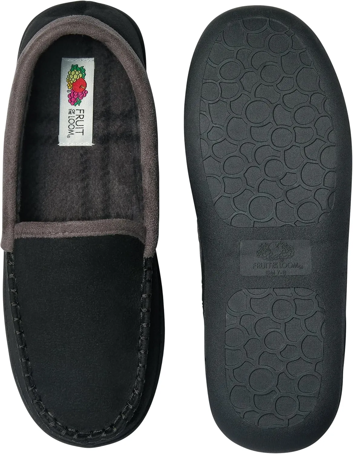 Fruit of the Loom Moccasin Slippers For Men, Memory Foam Sole, Indoor Outdoor