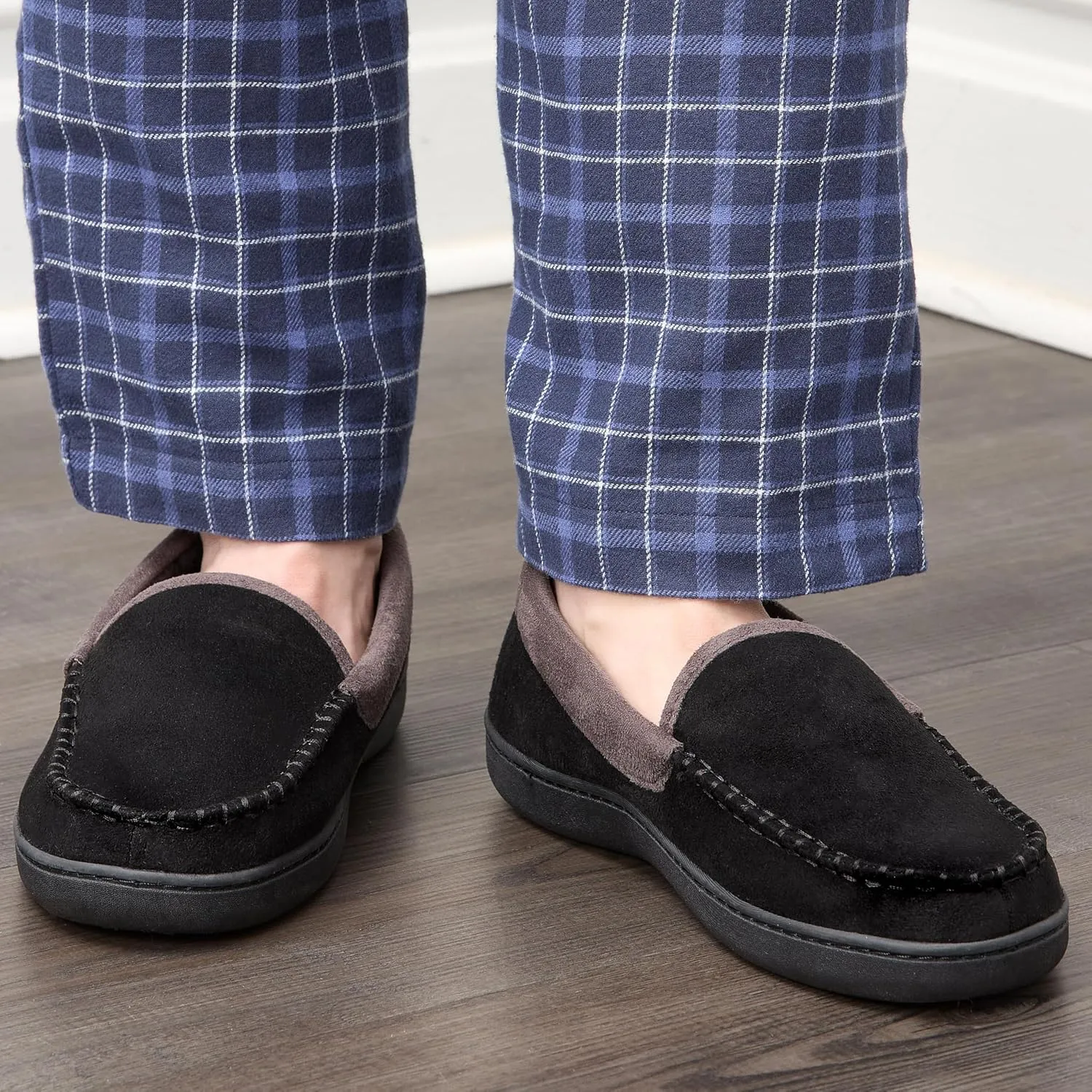 Fruit of the Loom Moccasin Slippers For Men, Memory Foam Sole, Indoor Outdoor