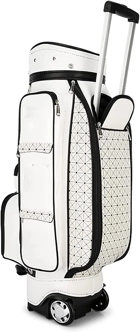Golf Cart Bag Women Golf Bag Easy to Carry & Durable with Wheels,Easy Carry Space Saving,Lightweight Organized Golf Bag（White）