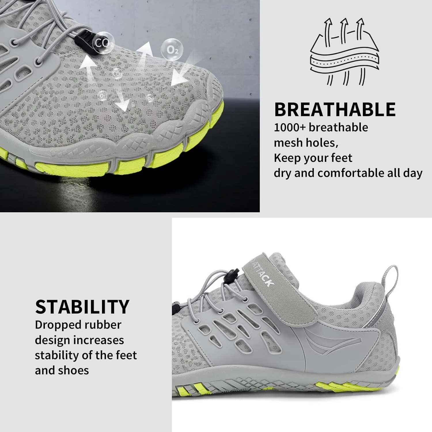 Grand Attack Men's Barefoot Shoes|Minimalist Cross-Trainer|Zero Drop Sole|Wide Toe Box
