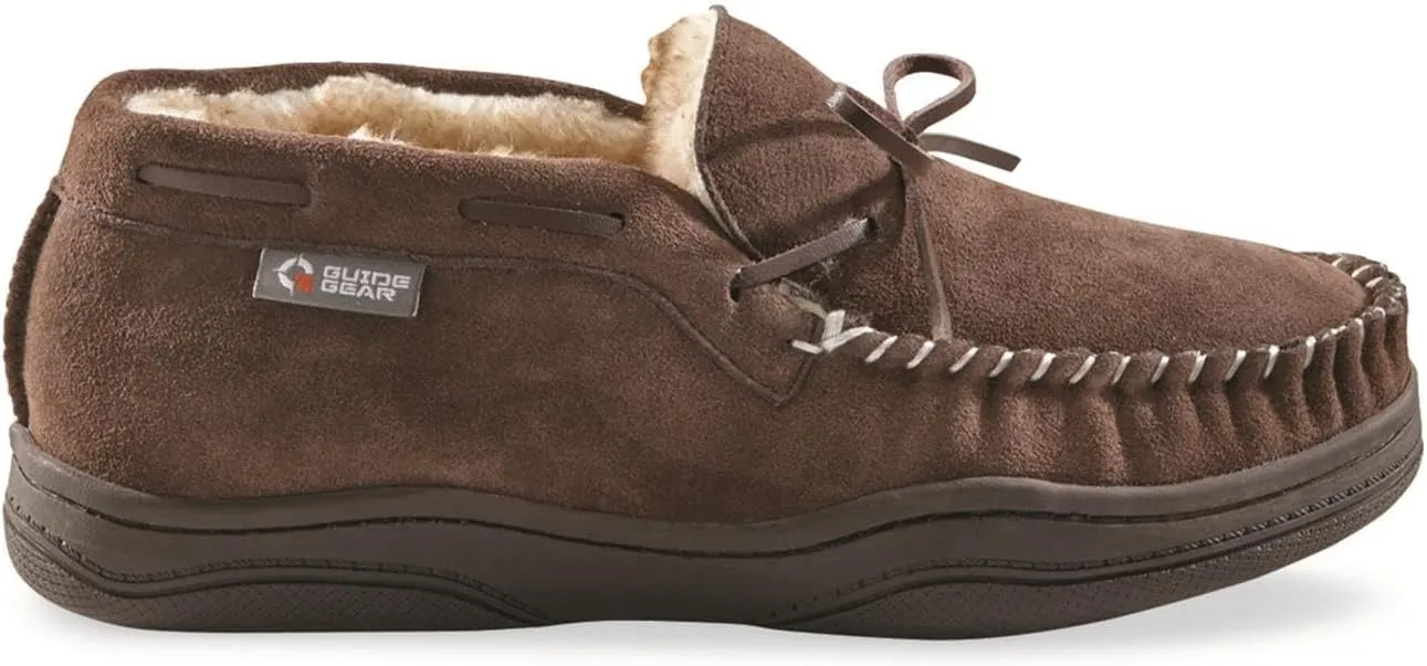 Guide Gear Men’s Moccasin Slippers Suede Chukka, Indoor and Outdoor Bedroom House Slippers