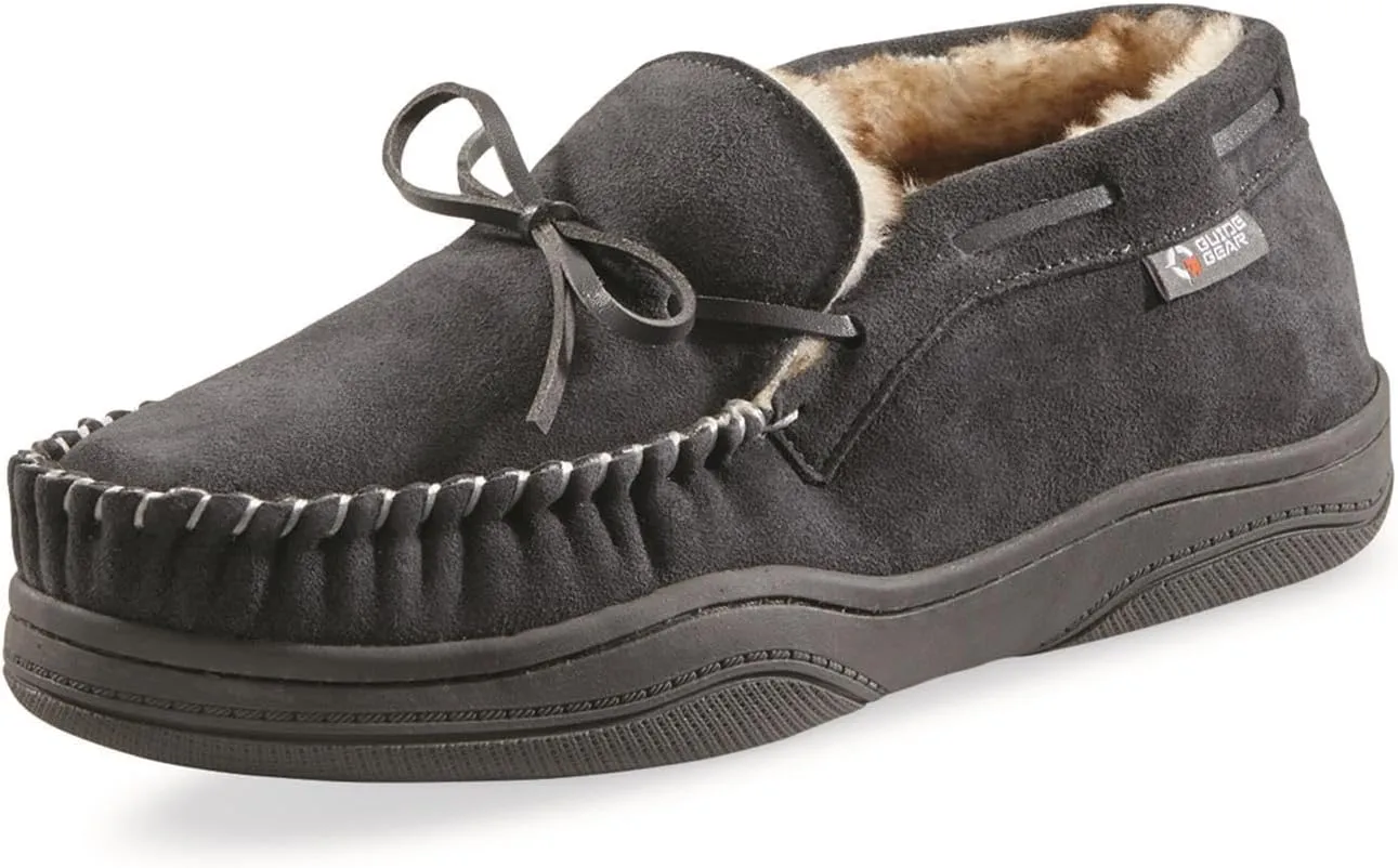 Guide Gear Men’s Moccasin Slippers Suede Chukka, Indoor and Outdoor Bedroom House Slippers
