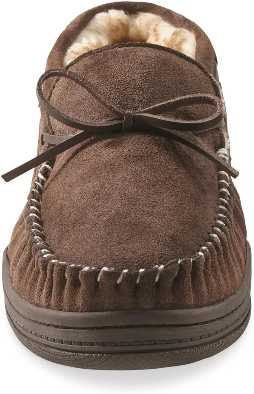 Guide Gear Men’s Moccasin Slippers Suede Chukka, Indoor and Outdoor Bedroom House Slippers