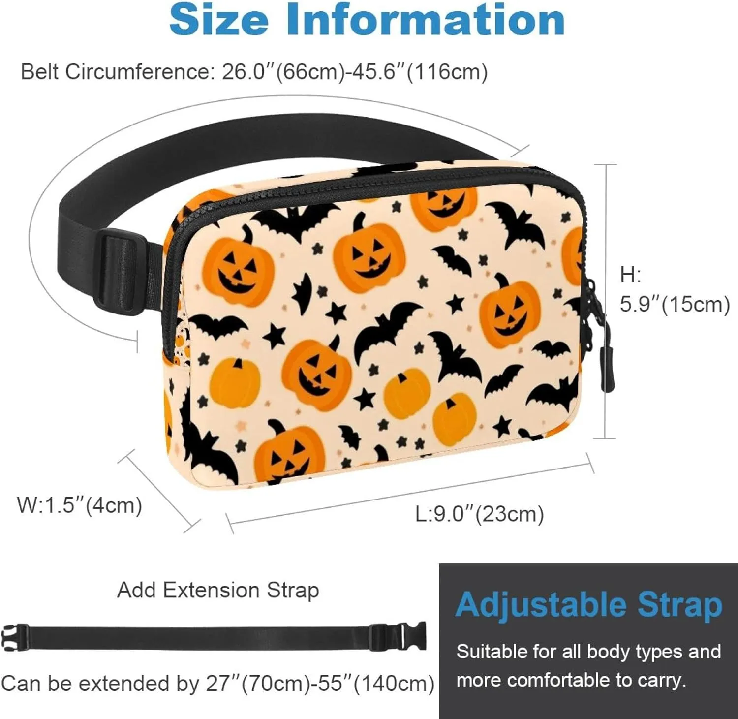 Halloween Pumpkin-246 Unisex Style Fanny Pack: Fashion Waist Packs, Crossbody Bags Sport Slim Fashionable for Jogging Hiking Hiker Woman Man