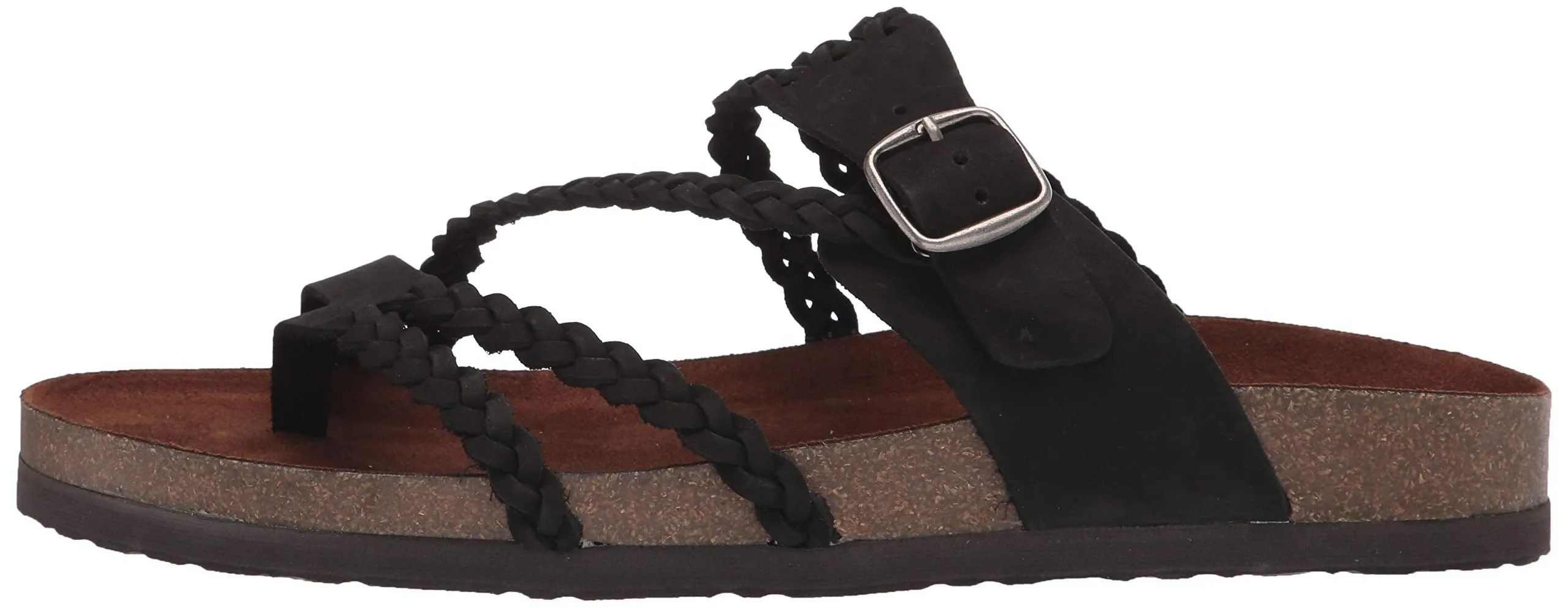 Hayleigh White Casual Short-term offer Footbeds Sandals Slip Mountain Black Flats On Leather Multi-purpose