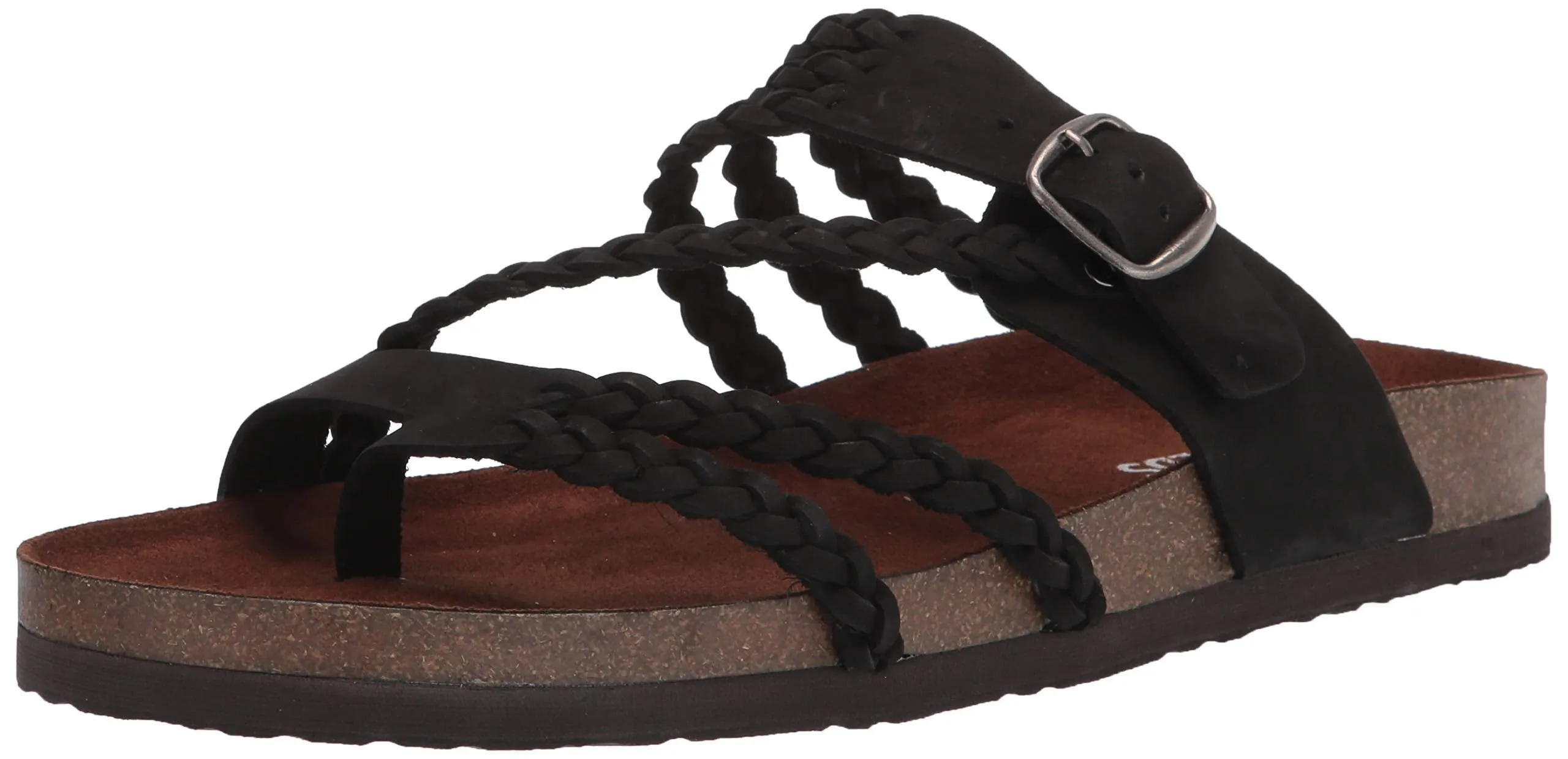 Hayleigh White Casual Short-term offer Footbeds Sandals Slip Mountain Black Flats On Leather Multi-purpose