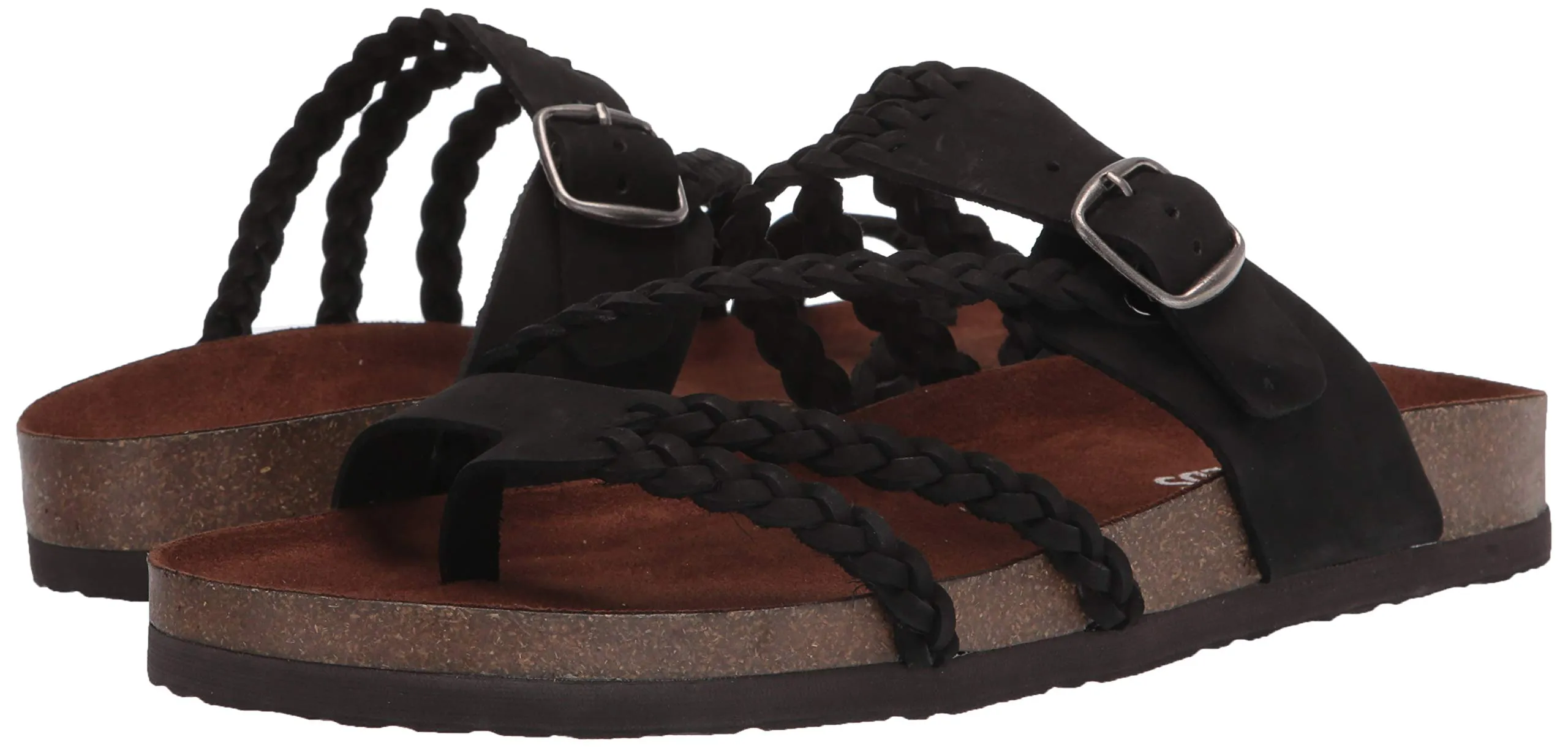 Hayleigh White Casual Short-term offer Footbeds Sandals Slip Mountain Black Flats On Leather Multi-purpose