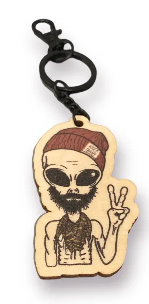 Hiker Trash Alien Keychain