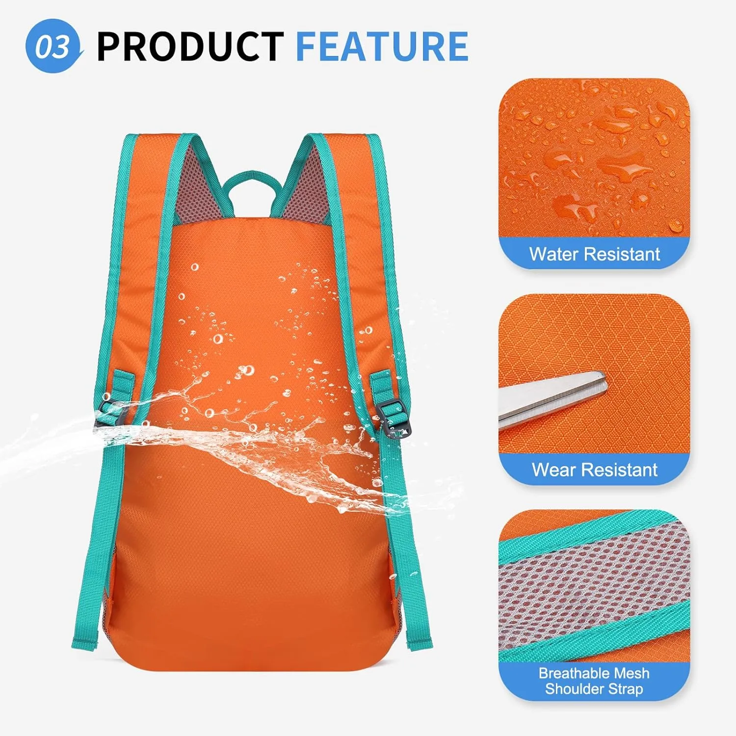 Hiking Daypack Packable, Camping Backpack Water Resistant Lightweight Polyester for Men Women Travel Outdoor