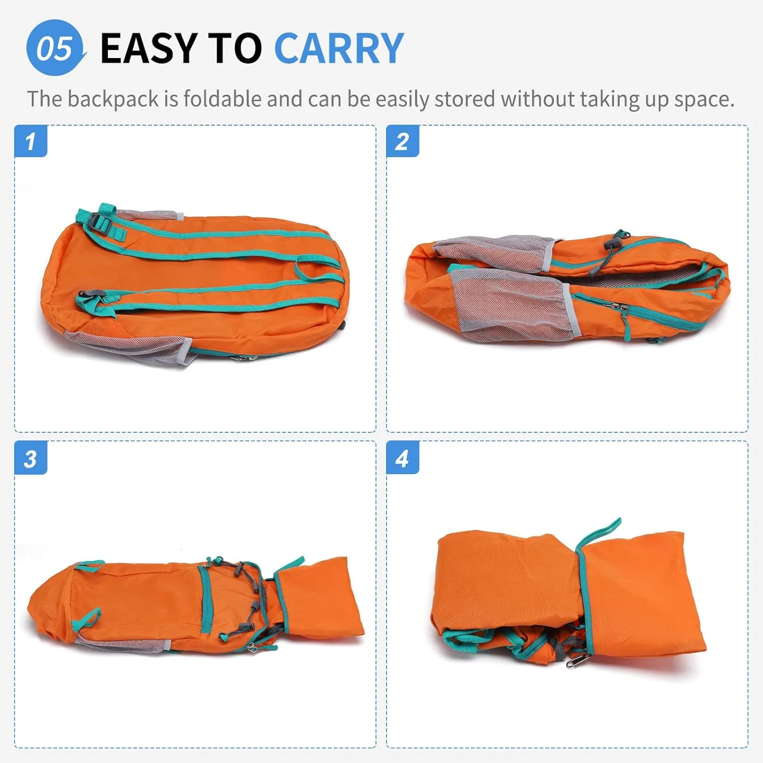 Hiking Daypack Packable, Camping Backpack Water Resistant Lightweight Polyester for Men Women Travel Outdoor