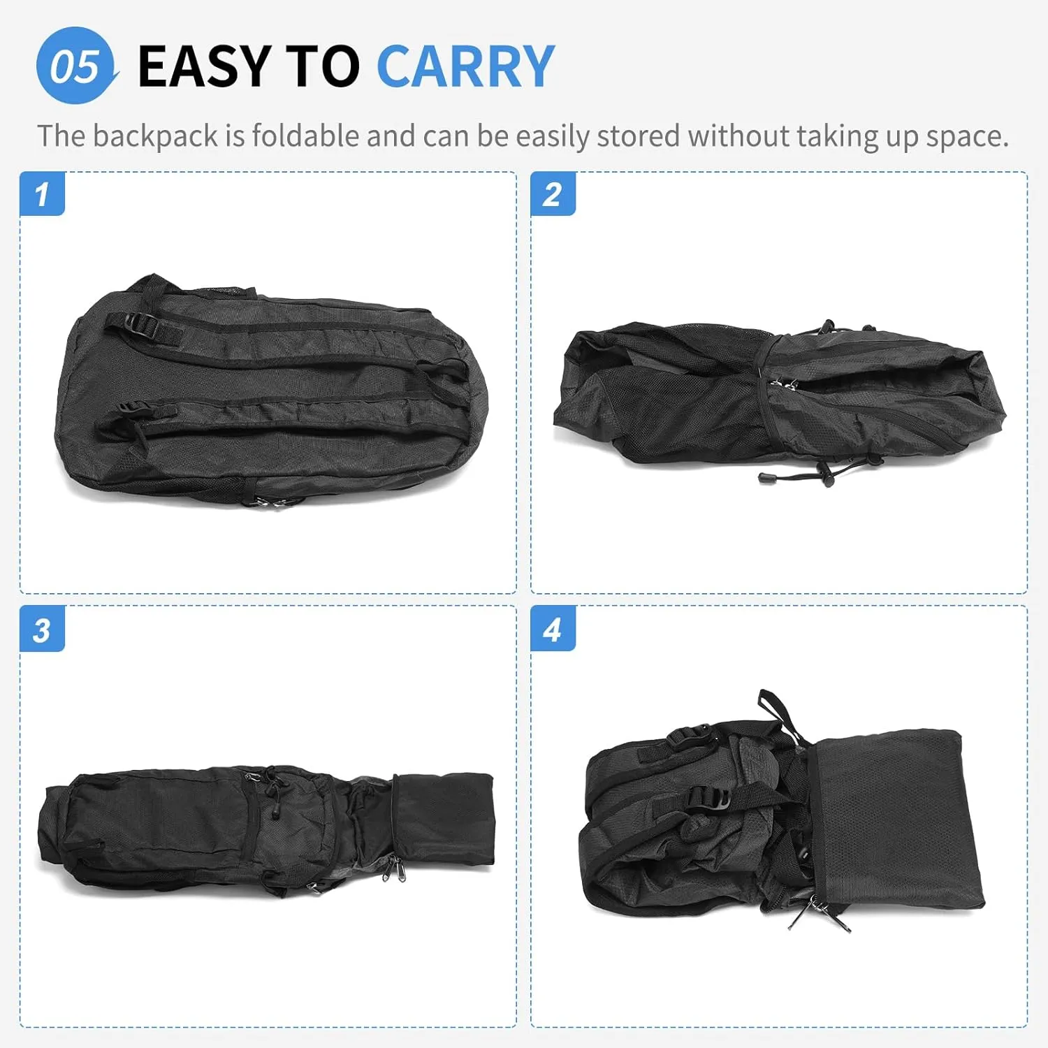 Hiking Daypack Packable, Camping Backpack Water Resistant Lightweight Polyester for Men Women Travel Outdoor