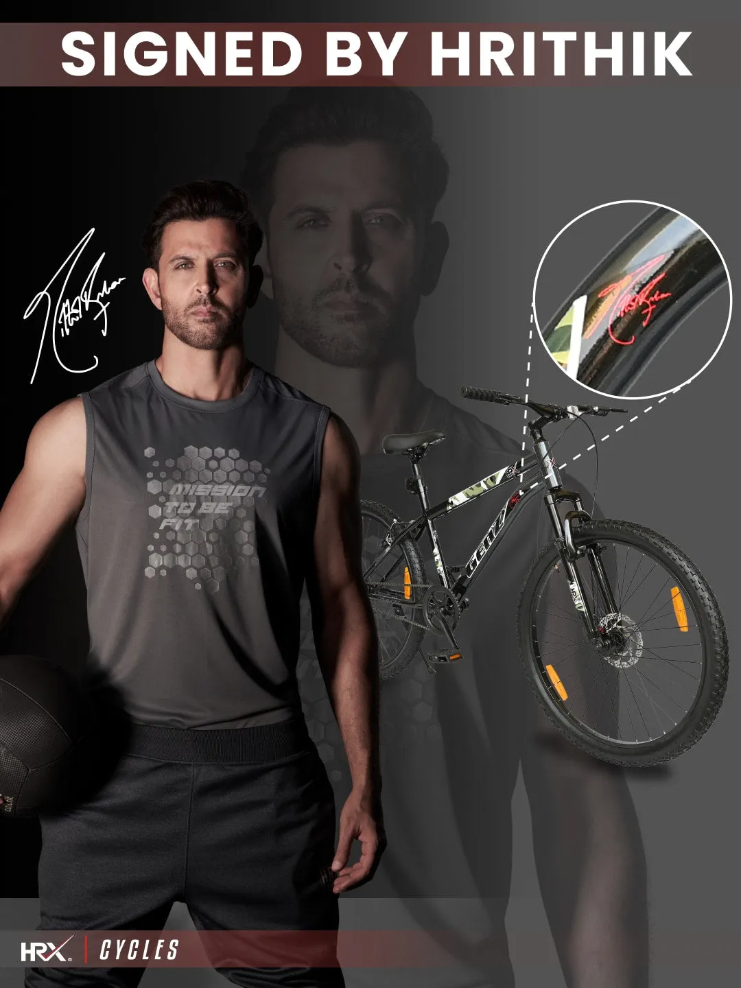 HRX Cycles by Hrithik Roshan GENZ27TBLACK Steel Single Speed 27.5 inch Mountain Cycle, Black, Free Trainer Sessions and Cycling Event